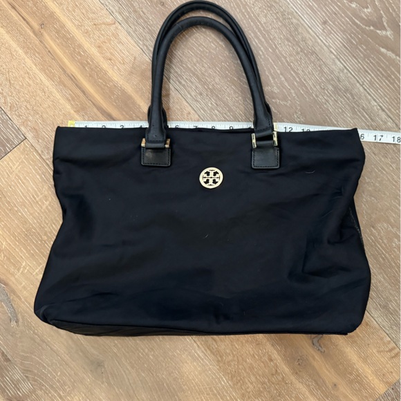 Tory Burch Black Nylon Tote Bag with Gold Accents - Picture 2 of 10